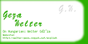 geza welter business card